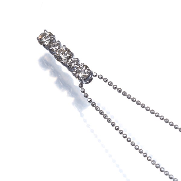  ダイヤ 0.50ct 5P  ネックレス K18WG 