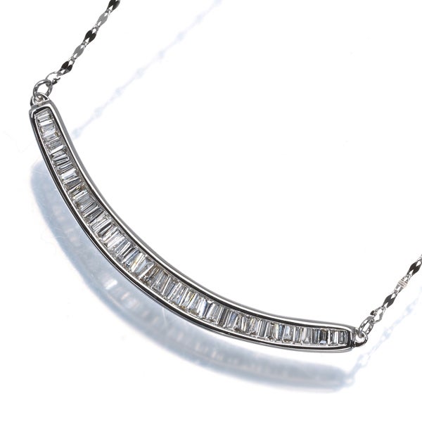  ダイヤ 0.25ct テーパーカット  ネックレス K18WG 