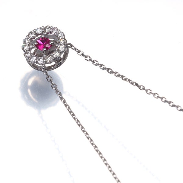  ルビー 0.13ct ダイヤ 0.20ct   ネックレス K18WG 