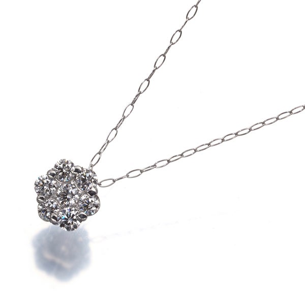  ダイヤ 0.30ct フラワー パヴェ  ネックレス Pt850/Pt900 