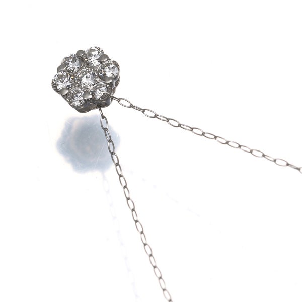  ダイヤ 0.30ct フラワー パヴェ  ネックレス Pt850/Pt900 