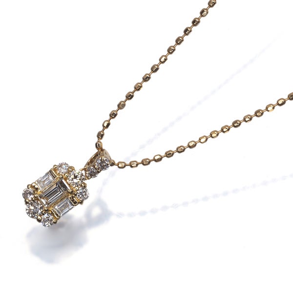  ダイヤ 0.20ct 2種カット  ネックレス K18YG 