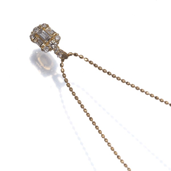 ダイヤ 0.20ct 2種カット  ネックレス K18YG 