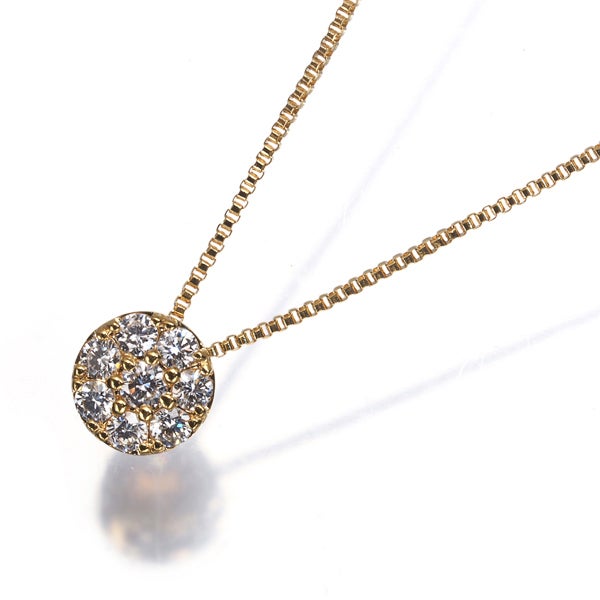 ヴァンドーム ネックレス  ダイヤ 0.12ct  サークル パヴェ K18YG 