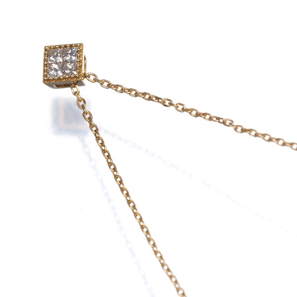 ヴァンドーム ネックレス プリンセスカット ダイヤモンド  ミステリーセット K18YG 