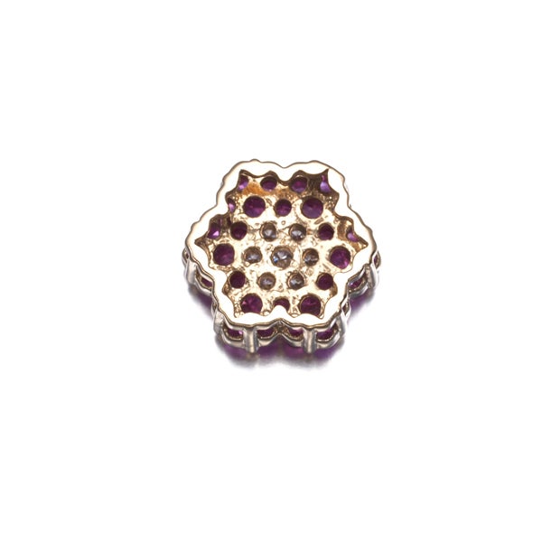  ピンクサファイア 0.48ct ダイヤ 0.10ct フラワー  ペンダントトップ K18YG 