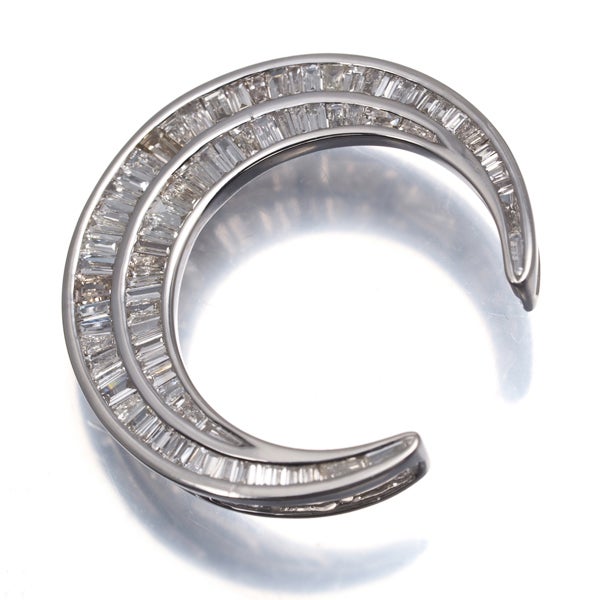  ダイヤ 0.72ct ムーン テーパーバゲットカット  ペンダントトップ K18WG 