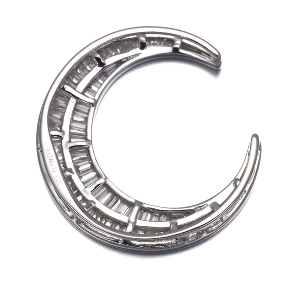  ダイヤ 0.72ct ムーン テーパーバゲットカット  ペンダントトップ K18WG 