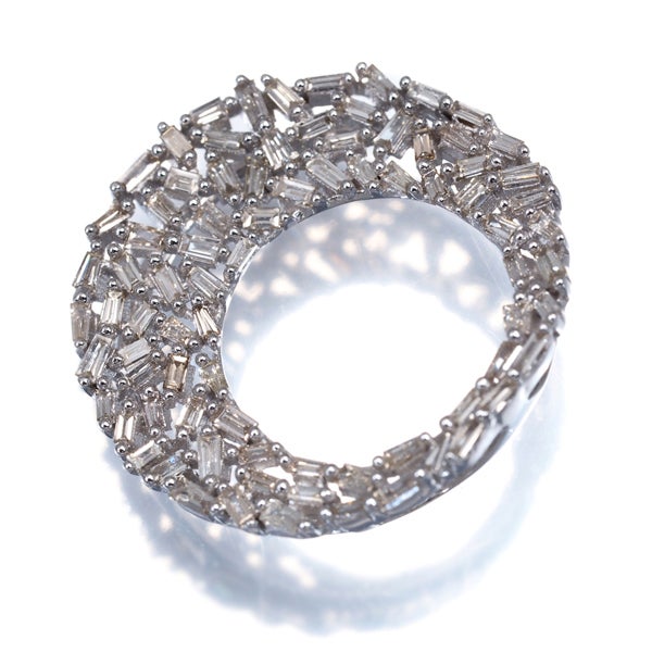 ライトブラウン ダイヤ 0.55ct パヴェ サークル  ペンダントトップ K18WG 