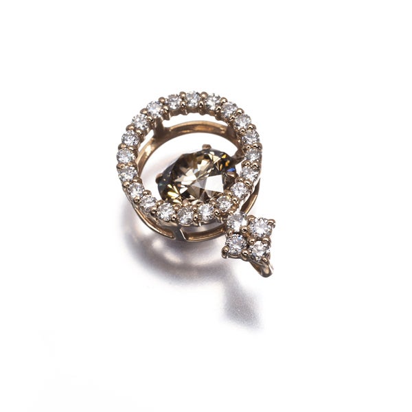 ブラウン＆クリア ダイヤ 1.000ct/0.32ct ダンシングストーン  ペンダントトップ K18PG 
