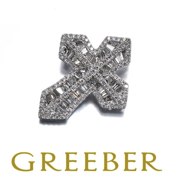 ダイヤ ダイヤモンド 0.70ct クロス 2種カット ペンダントトップ K18WG
