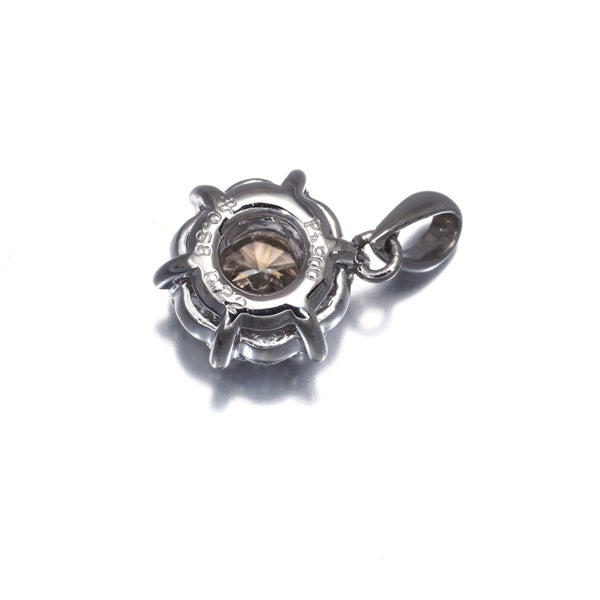 ブラウン&クリア ダイヤ 0.58ct/0.22ct 2種カット フラワー  ペンダントトップ Pt900 