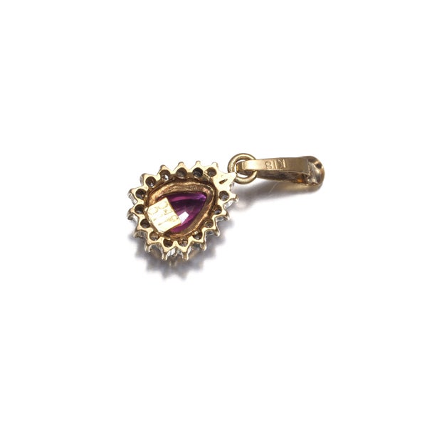  ピンクサファイア 0.49ct ダイヤ ティアドロップ クラシック  ペンダントトップ K18YG 