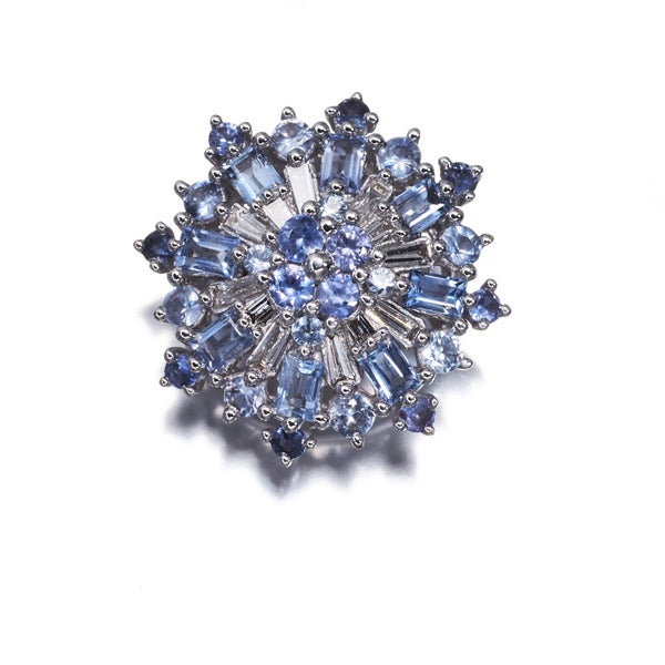  サファイア 1.15ct ダイヤ 0.15ct フラワー  ペンダントトップ K18WG 