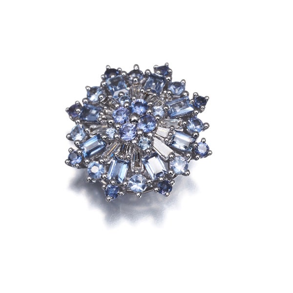  サファイア 1.15ct ダイヤ 0.15ct フラワー  ペンダントトップ K18WG 