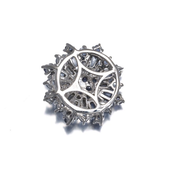  サファイア 1.15ct ダイヤ 0.15ct フラワー  ペンダントトップ K18WG 