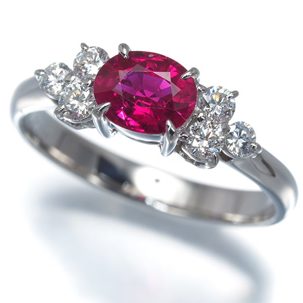 ビルマ産 ルビー 0.764ct ダイヤ 0.26ct   リング Pt900 鑑別書