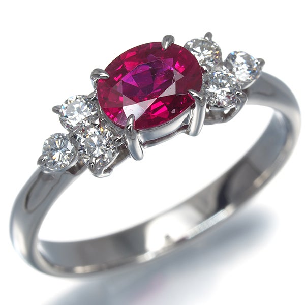 ビルマ産 ルビー 0.764ct ダイヤ 0.26ct   リング Pt900 鑑別書
