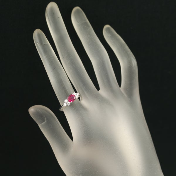 ビルマ産 ルビー 0.764ct ダイヤ 0.26ct   リング Pt900 鑑別書