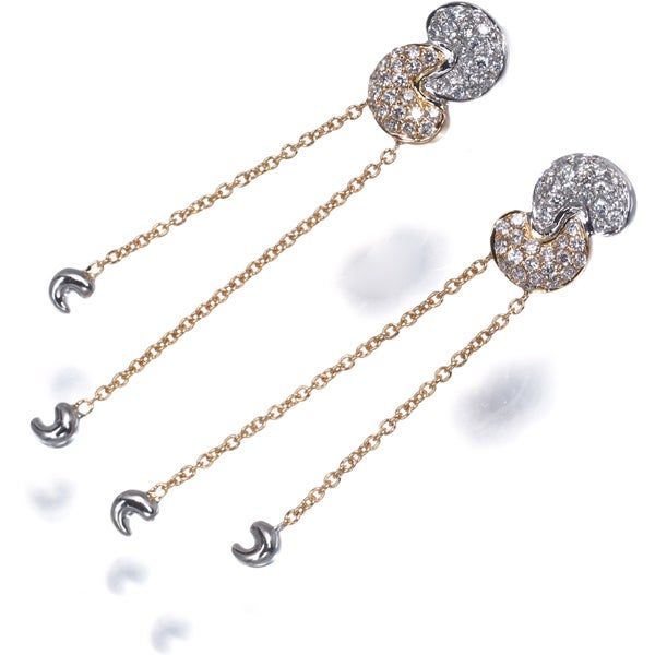キャサジ ピアス  ダイヤ 0.15ct/0.15ct  コンビカラー パヴェ 揺れる K18WG/PG 