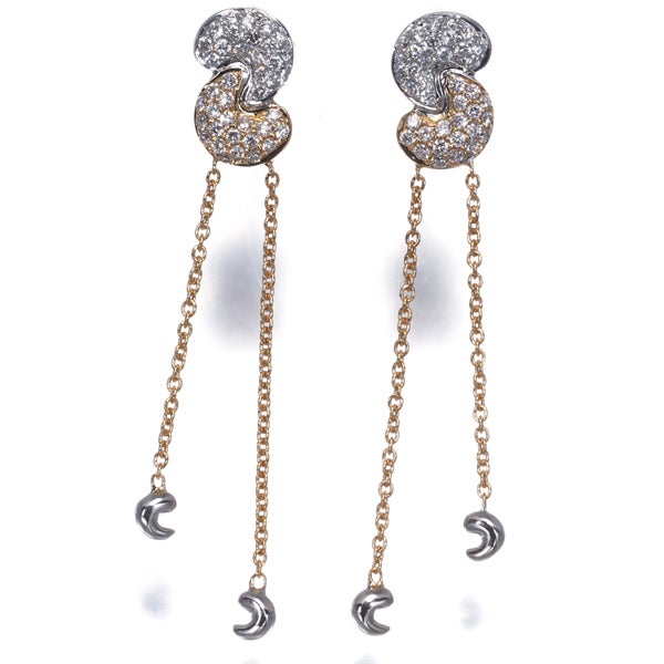 キャサジ ピアス  ダイヤ 0.15ct/0.15ct  コンビカラー パヴェ 揺れる K18WG/PG 