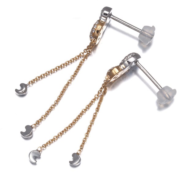 キャサジ ピアス  ダイヤ 0.15ct/0.15ct  コンビカラー パヴェ 揺れる K18WG/PG 
