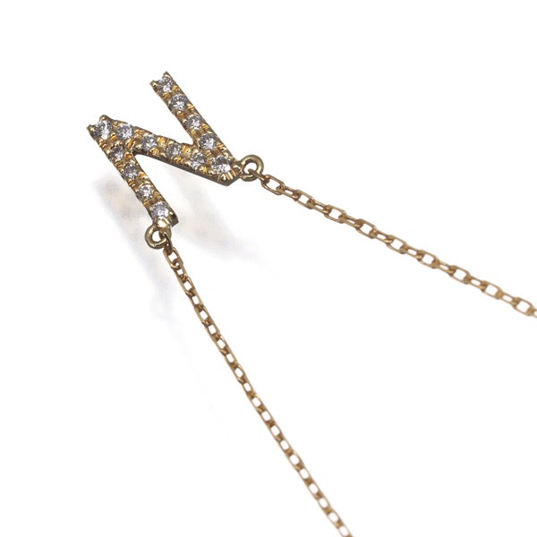 アーカー ネックレス  ダイヤ 0.05ct  イニシャル アルファベット N K18YG 