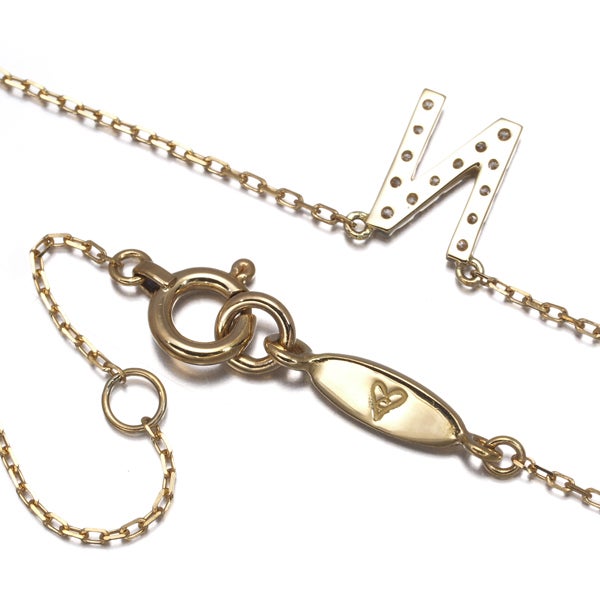 アーカー ネックレス  ダイヤ 0.05ct  イニシャル アルファベット N K18YG 