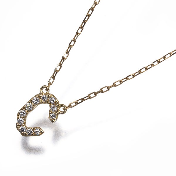 アーカー ネックレス  ダイヤ 0.05ct  イニシャル アルファベット C K18YG 