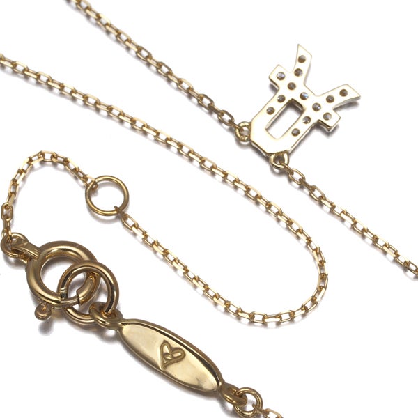 アーカー ネックレス  ダイヤ 0.07ct  イニシャル アルファベット A K18YG 
