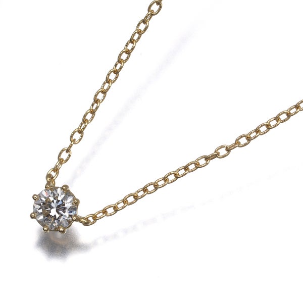 アーカー ネックレス  ダイヤ 0.15ct ソルティアラウンド 一粒 K18YG 
