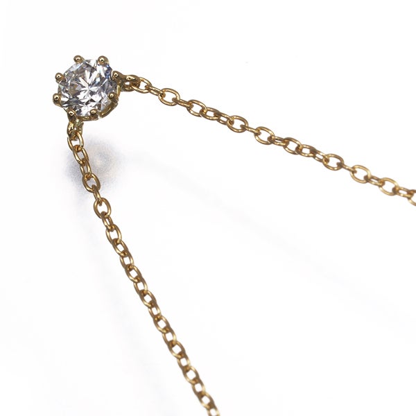 アーカー ネックレス  ダイヤ 0.15ct ソルティアラウンド 一粒 K18YG 