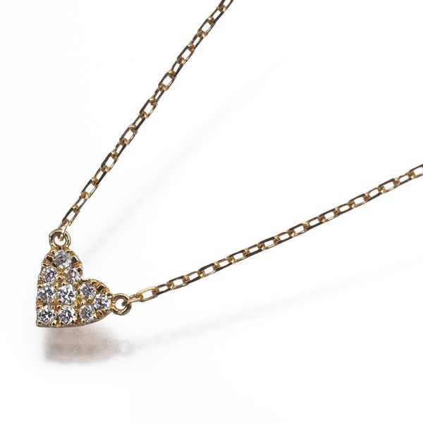 アーカー ネックレス  ダイヤ 0.05ct ハートパヴェ  K18YG 