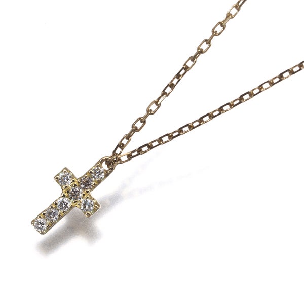 アーカー ネックレス  ダイヤ 0.05ct クロスパヴェ  K18YG 