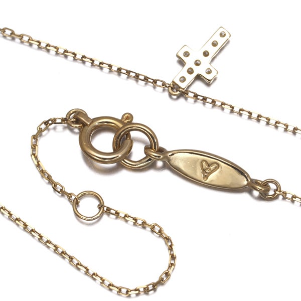 アーカー ネックレス  ダイヤ 0.05ct クロスパヴェ  K18YG 
