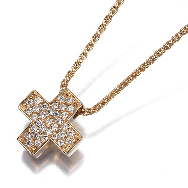 ピキョッティ ネックレス  ダイヤ 0.23ct  クロス パヴェ K18PG 保証書