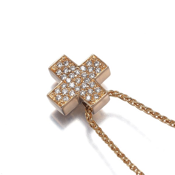 ピキョッティ ネックレス  ダイヤ 0.23ct  クロス パヴェ K18PG 保証書