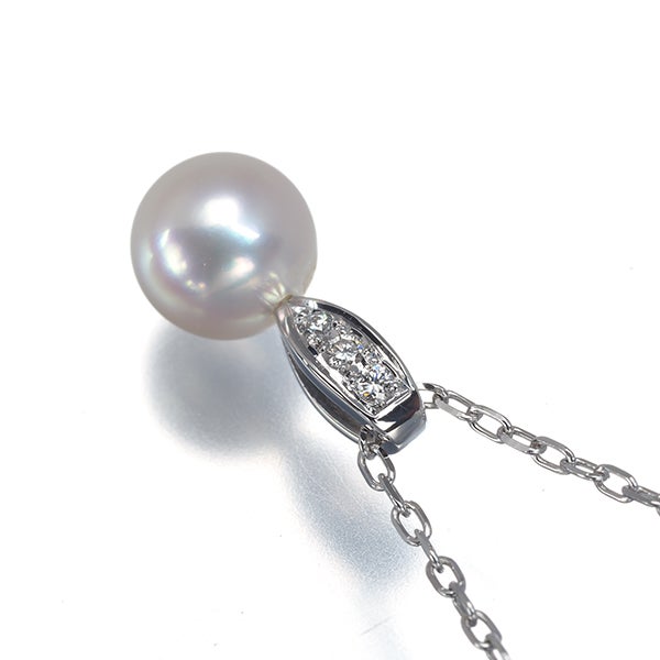 ミキモト ネックレス  アコヤ真珠 7.2mm ダイヤ  一粒 K18WG 