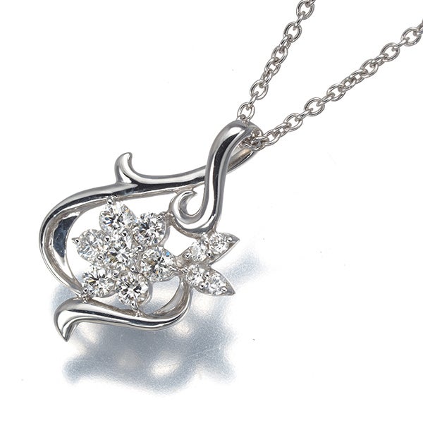 エステール ネックレス  ダイヤ 0.25ct  フラワー K18WG 