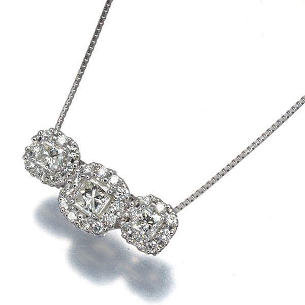 カナディアンダイヤモンド ネックレス  ダイヤ 0.60ct  プリンセスカット  Pt950/Pt850 
