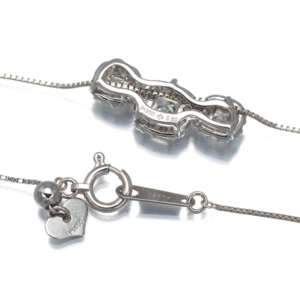 カナディアンダイヤモンド ネックレス  ダイヤ 0.60ct  プリンセスカット  Pt950/Pt850 