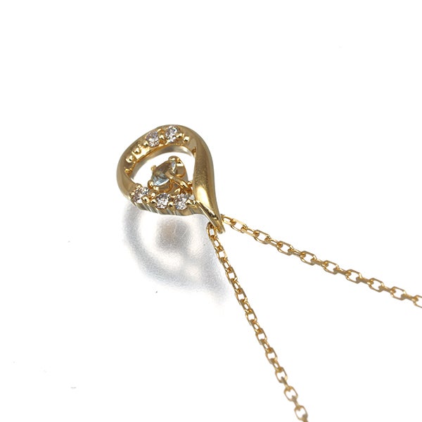 4℃ ネックレス  アクアマリン ダイヤ  ティアドロップ K18YG 