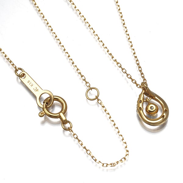 4℃ ネックレス  アクアマリン ダイヤ  ティアドロップ K18YG 