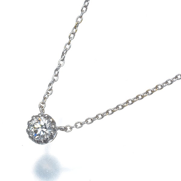 スタージュエリー ネックレス  ダイヤ 0.12ct  一粒 K18WG 