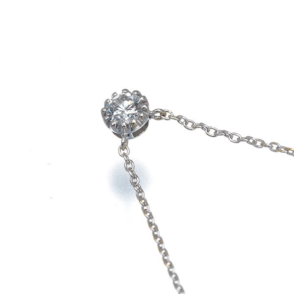 スタージュエリー ネックレス  ダイヤ 0.12ct  一粒 K18WG 