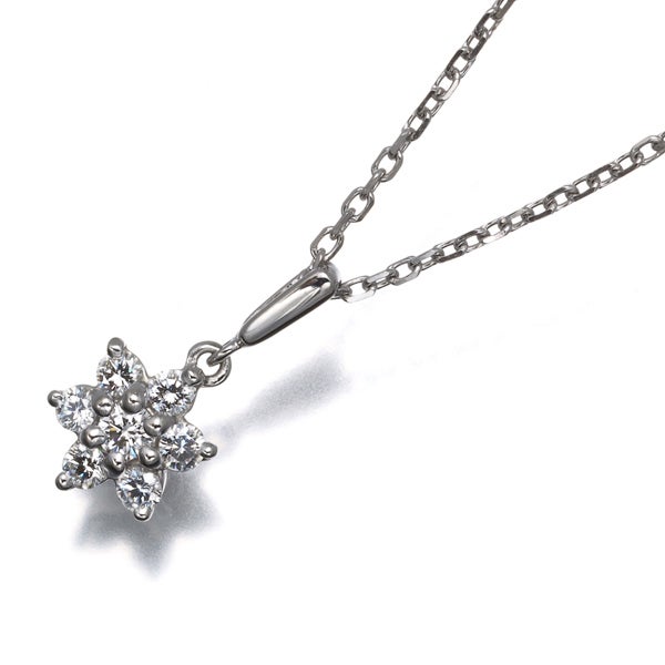 ミキモト ネックレス  ダイヤ 0.21ct  フラワー JAL K18WG 