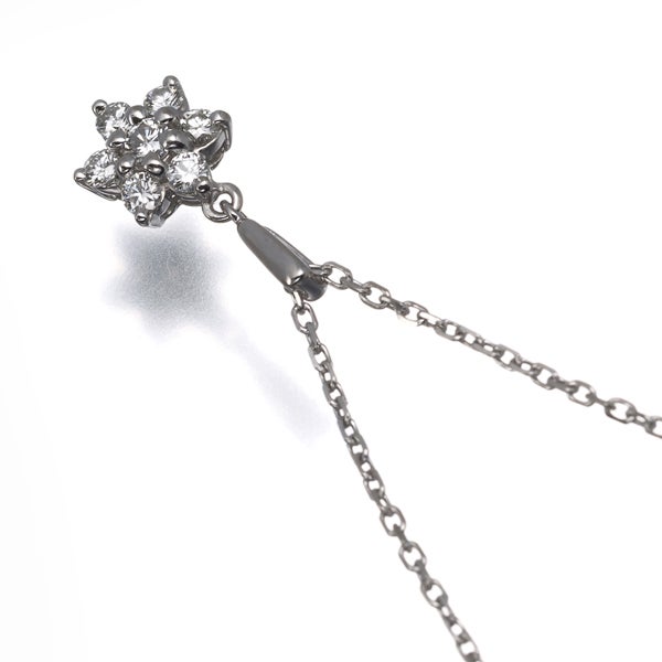 ミキモト ネックレス  ダイヤ 0.21ct  フラワー JAL K18WG 
