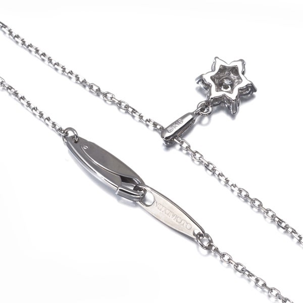 ミキモト ネックレス  ダイヤ 0.21ct  フラワー JAL K18WG 