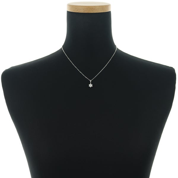 ミキモト ネックレス  ダイヤ 0.21ct  フラワー JAL K18WG 