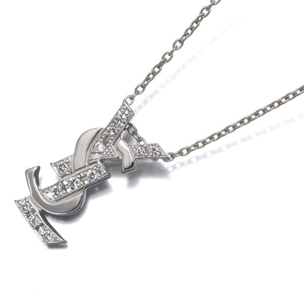 イヴサンローラン ネックレス  ダイヤ 0.11ct  YSL ロゴ Pt900/Pt850 